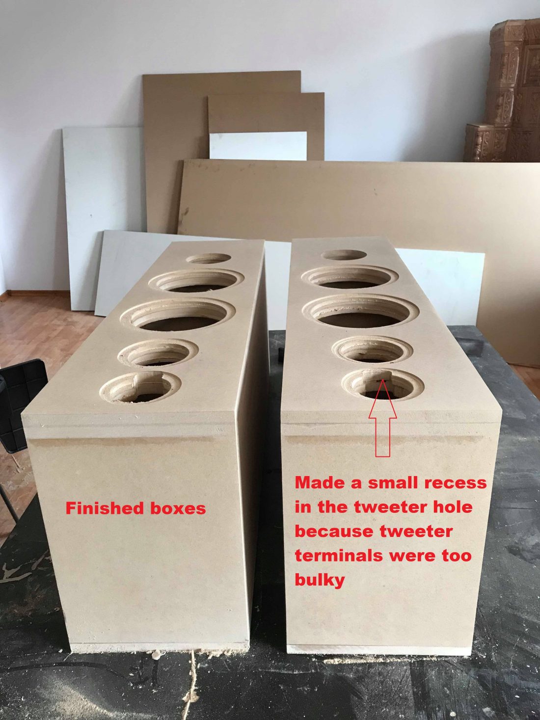 finished loudspeaker boxes
